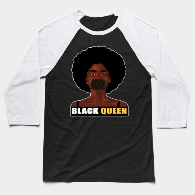 Black Queen Afro Pride Baseball T-Shirt by logiamerch