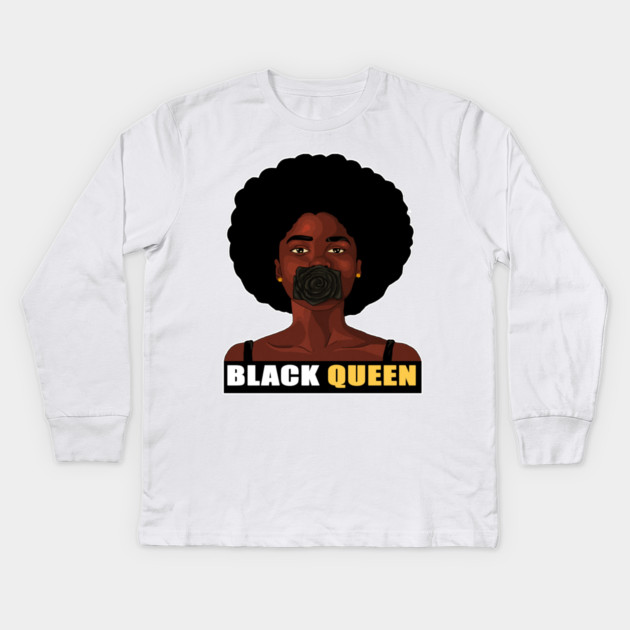 Black Queen Afro Pride Kids Long Sleeve T-Shirt by logiamerch