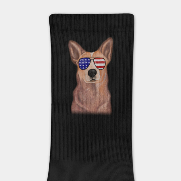 Funny Shepered Dog waring Shades USA Flag by logiamerch
