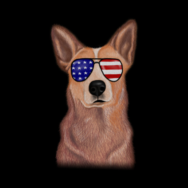 Funny Shepered Dog waring Shades USA Flag by logiamerch
