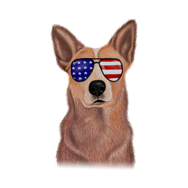Funny Shepered Dog waring Shades USA Flag by logiamerch