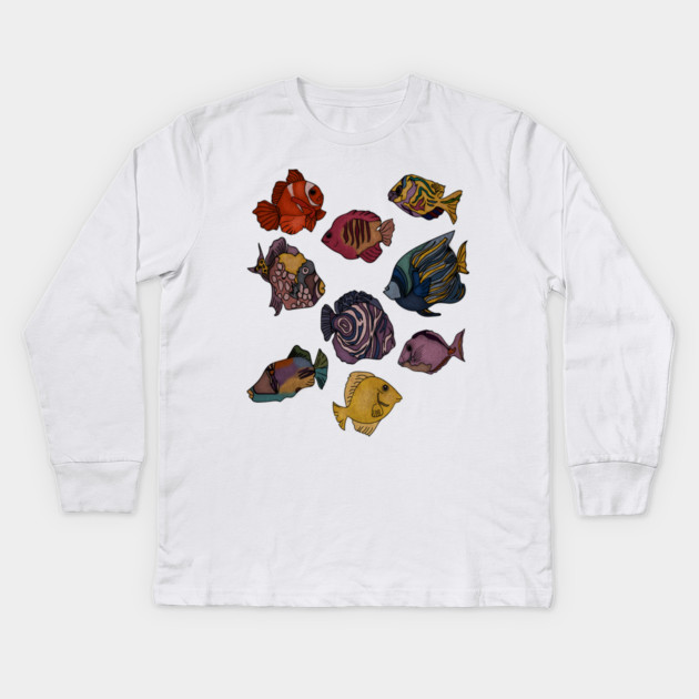 Tropical Fishes Ocean Animal Kids Long Sleeve T-Shirt by logiamerch