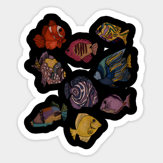 Tropical Fishes Ocean Animal Sticker by logiamerch