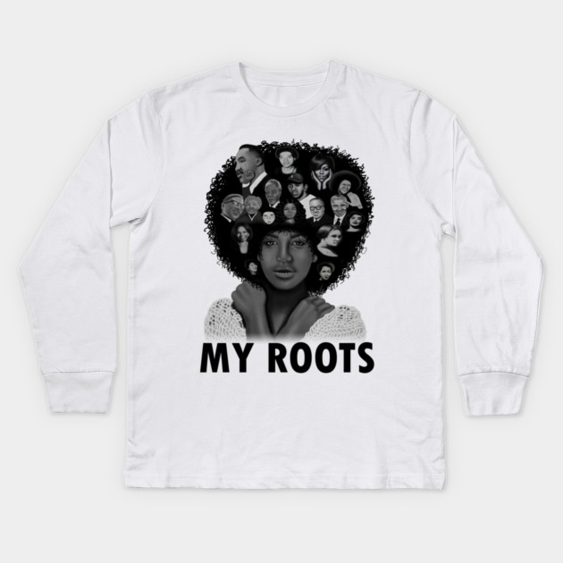 My Roots, Black African History Afro Kids Long Sleeve T-Shirt by logiamerch