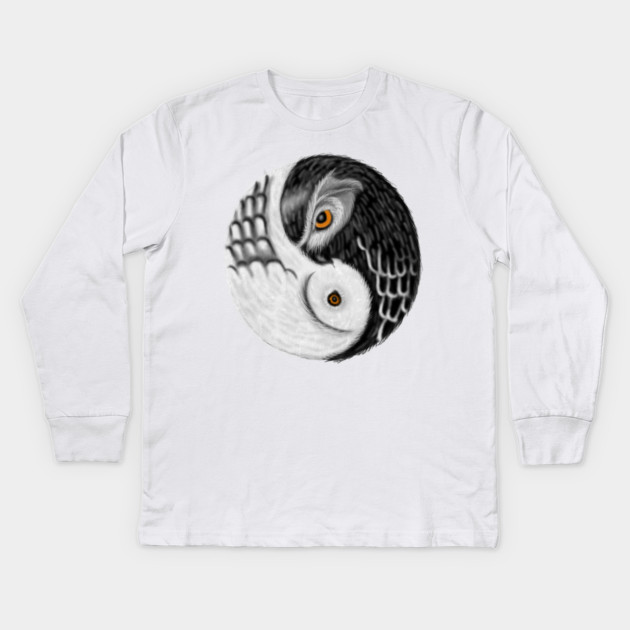 Owl Yin Yang, Love Owls, Zen Meditation Kids Long Sleeve T-Shirt by logiamerch