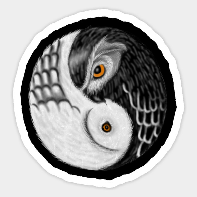Owl Yin Yang, Love Owls, Zen Meditation Sticker by logiamerch