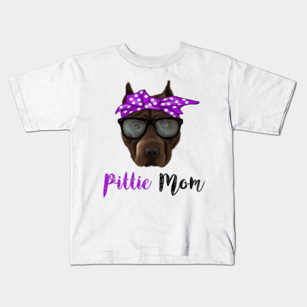 Pittie Mom, Pitbull Lover Kids T-Shirt by logiamerch