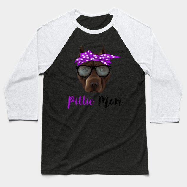 Pittie Mom, Pitbull Lover Baseball T-Shirt by logiamerch