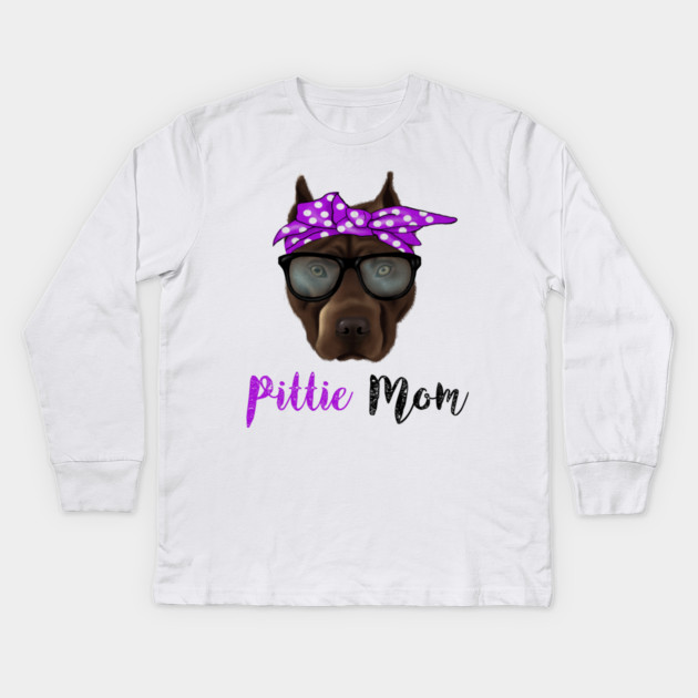Pittie Mom, Pitbull Lover Kids Long Sleeve T-Shirt by logiamerch