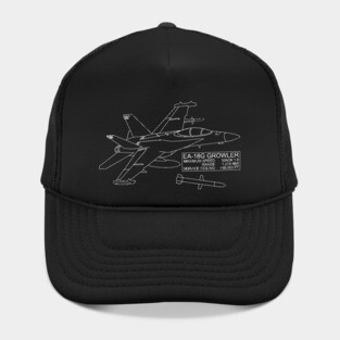 EA-18G Growler Jet Fighter Plane Blueprint Hat