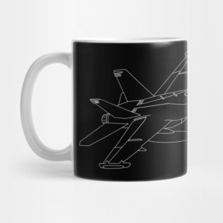 EA-18G Growler Jet Fighter Plane Blueprint Mug