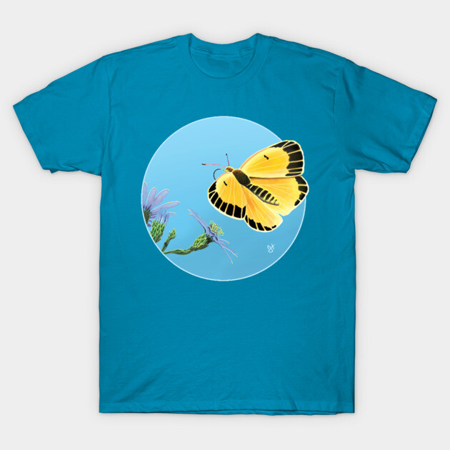Orange Sulphur Butterfly with Asters T-Shirt by John Himmelman