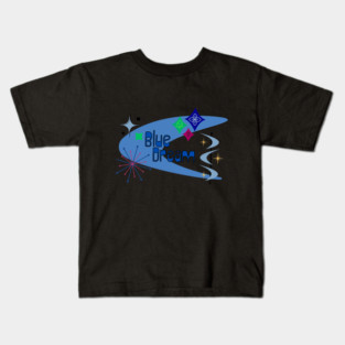 Retro Weed Design Blue Dream in Mid Century Modern Kids T-Shirt