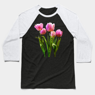 Pink Pastel Tulips Baseball T-Shirt