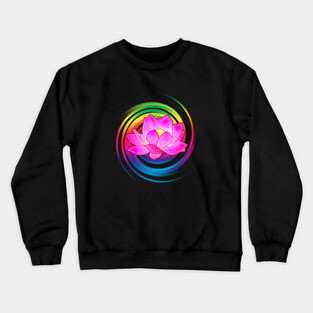 Lotus Flower with Rainbow Spiral Crewneck Sweatshirt