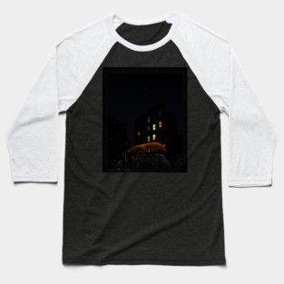 City Fox at Night Baseball T-Shirt