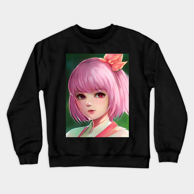 manga girl pink hair Crewneck Sweatshirt by animegirlnft