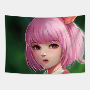 manga girl pink hair Tapestry