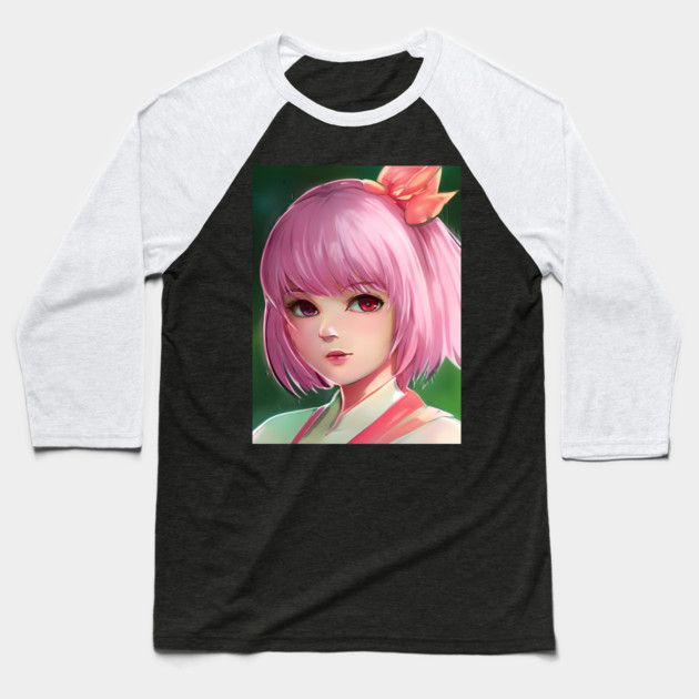 manga girl pink hair Baseball T-Shirt by animegirlnft