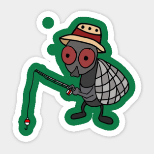 Funny Fly Fishing Cartoon Sticker