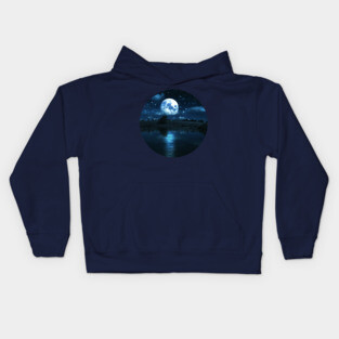 Full moon over river Kids Hoodie