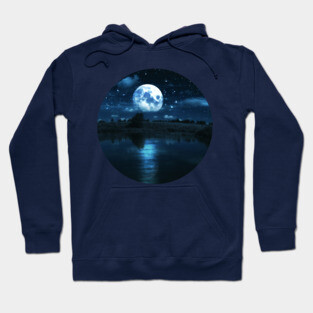 Full moon over river Hoodie