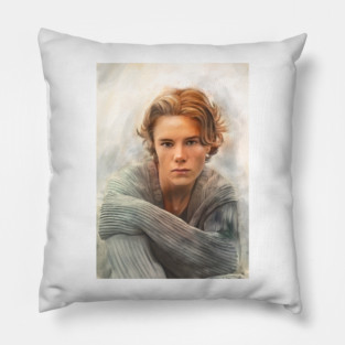 Watercolor mixed media of Prince Wilhelm from Young Royals Pillow