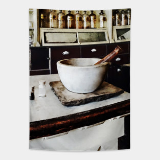 Pharmacy - Mortar and Pestle in Apothecary Tapestry