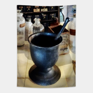 Doctor - Mortar and Pestle Near Medicine Bottles Tapestry