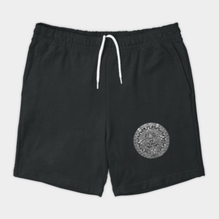 Aztec Sun Stone Calendar Greyscale Shorts