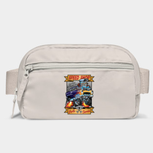 Speed Shop Hot Rod Muscle Car Parts and Service Vintage Cartoon Illustration Bag