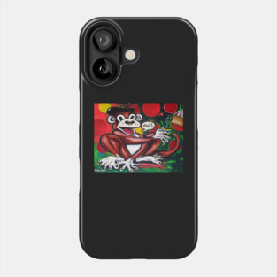 'Monkey Wearing a Beret Drinking Espresso' Phone Case