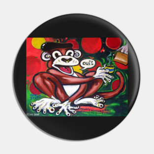 'Monkey Wearing a Beret Drinking Espresso' Pin