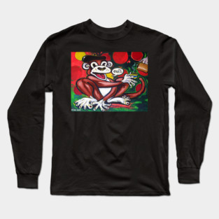 'Monkey Wearing a Beret Drinking Espresso' Long Sleeve T-Shirt