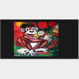 'Monkey Wearing a Beret Drinking Espresso' Posters and Art