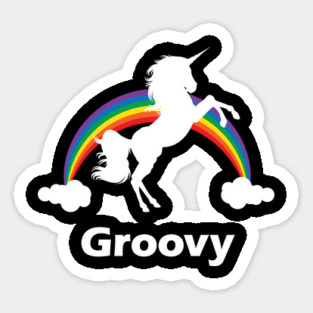 Groovy Rainbow Unicorn Design Sticker