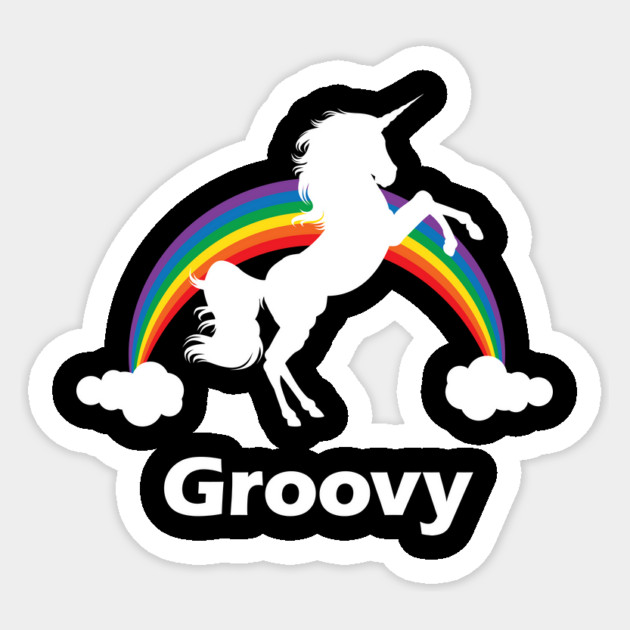 Groovy Rainbow Unicorn Design Sticker by Nonstop Shirts