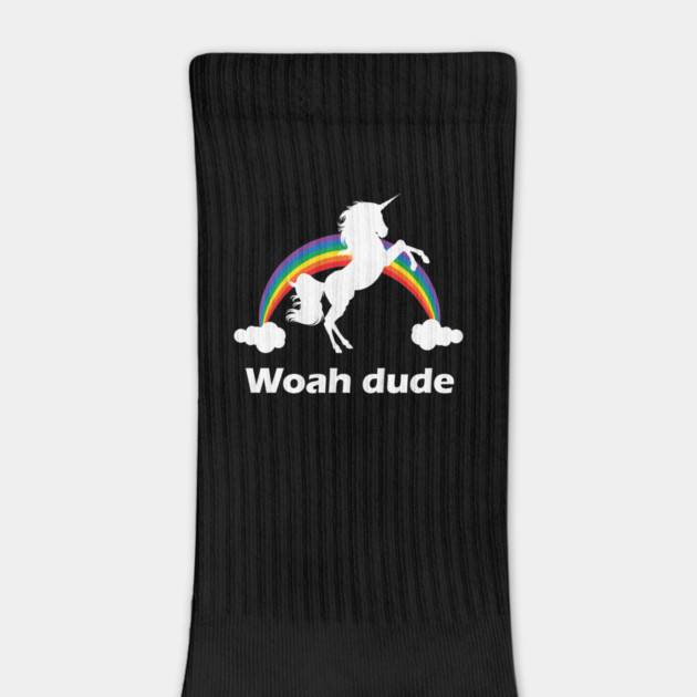 Woah Dude Rainbow unicorn design by Nonstop Shirts