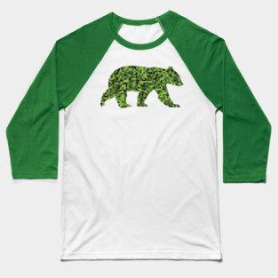 8-Bit Green Camouflage Bear for Nerdy Bears and Gaymers | BearlyBrand Baseball T-Shirt