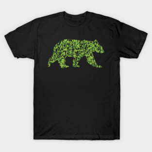 8-Bit Green Camouflage Bear for Nerdy Bears and Gaymers | BearlyBrand T-Shirt