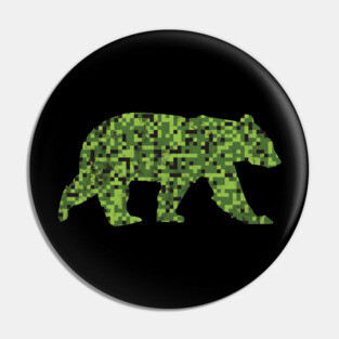 8-Bit Green Camouflage Bear for Nerdy Bears and Gaymers | BearlyBrand Pin
