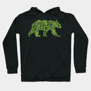 8-Bit Green Camouflage Bear for Nerdy Bears and Gaymers | BearlyBrand Hoodie