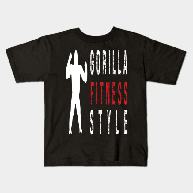 vegan power workout muscle gorilla bodybuilding Kids T-Shirt by Prinyos