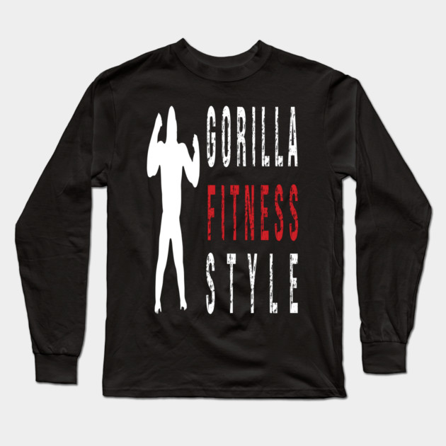vegan power workout muscle gorilla bodybuilding Long Sleeve T-Shirt by Prinyos