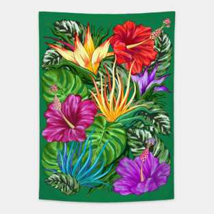 Tropical Flora Summer Mood Tapestry