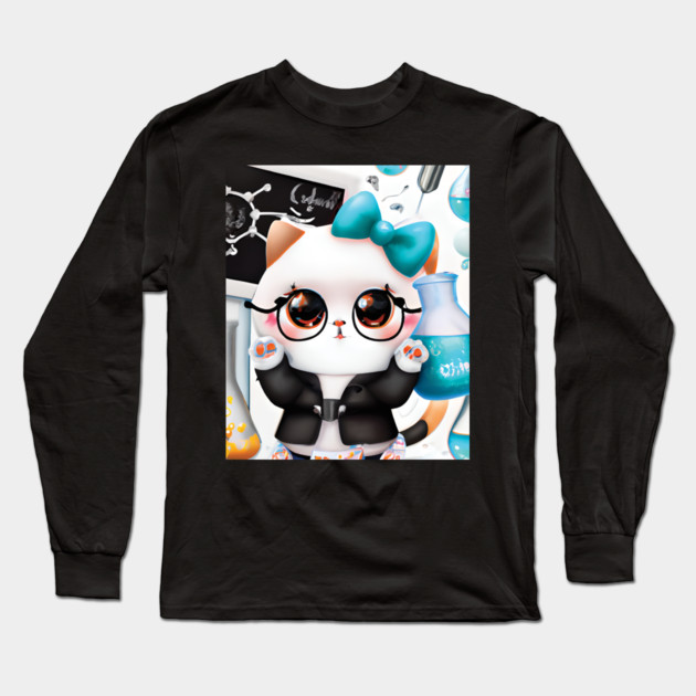 CUTE CAT IN A CHEMISTRY LAB Long Sleeve T-Shirt by Prinyos