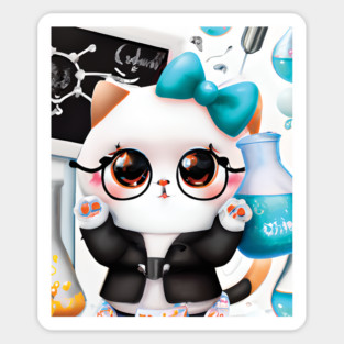 CUTE CAT IN A CHEMISTRY LAB Magnet