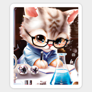 cute cat in a chemistry lab Magnet