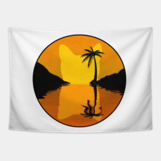 Cat Sunset Tapestry