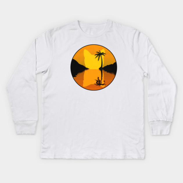 Cat Sunset Kids Long Sleeve T-Shirt by Pete the Cat Guy